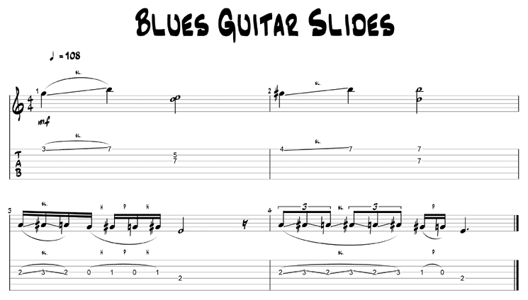 Blues guitar sliding in E - glissando